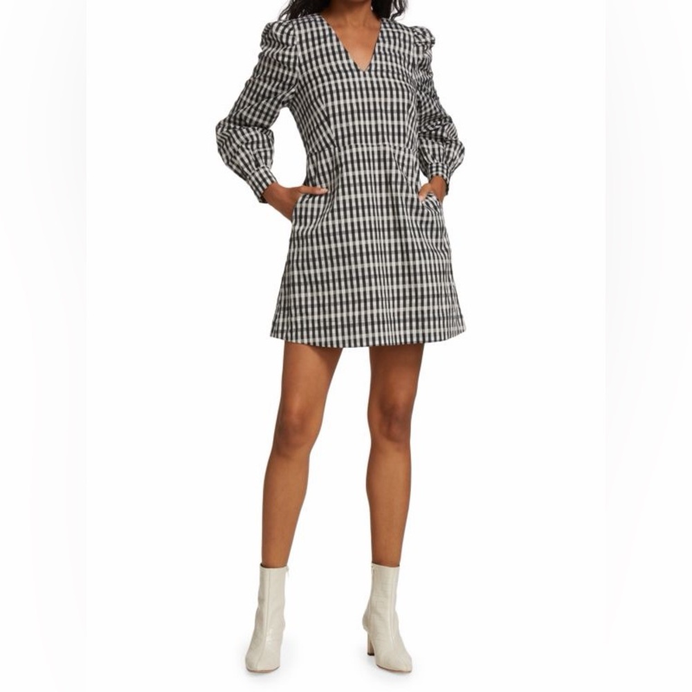 NWT BAUM UND PFERDGARTEN black and white Seersucker Checked mini Dress
